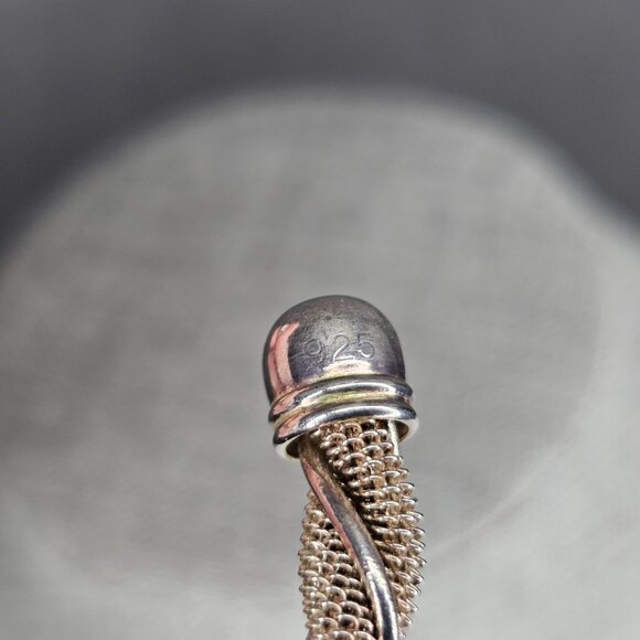 VINTAGE STERLING SILVER CUFF BRACELET, W/MESH BRAID DESIGN 925 J-14 - Picture 3 of 3